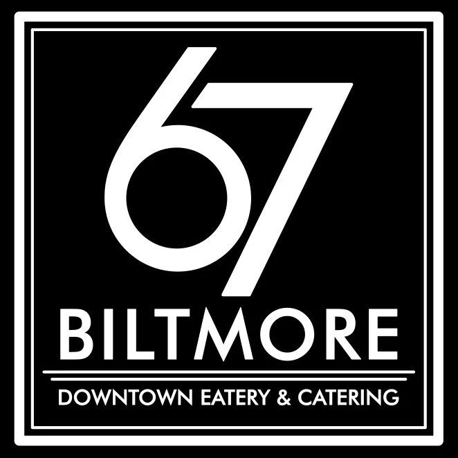 Logo for 67 Biltmore, a downtown eatery and catering establishment.