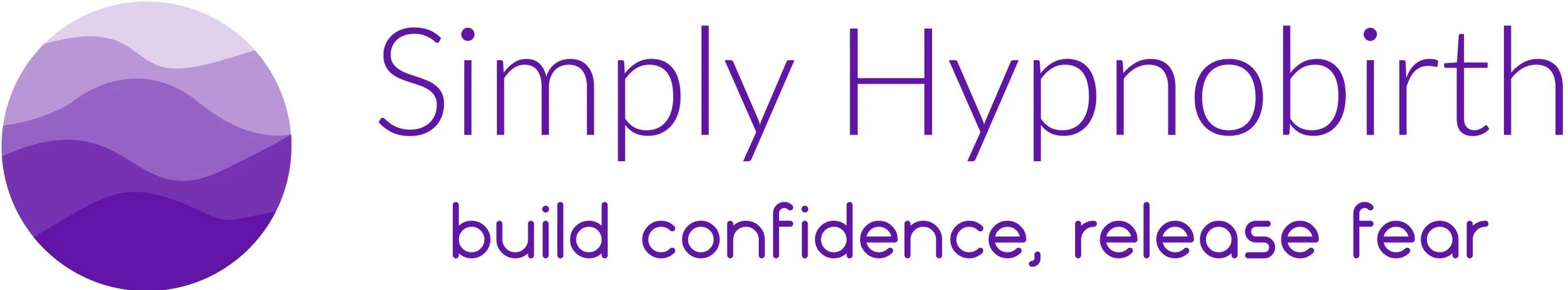 Simply Hypnobirth logo with waves and tagline "build confidence, release fear"