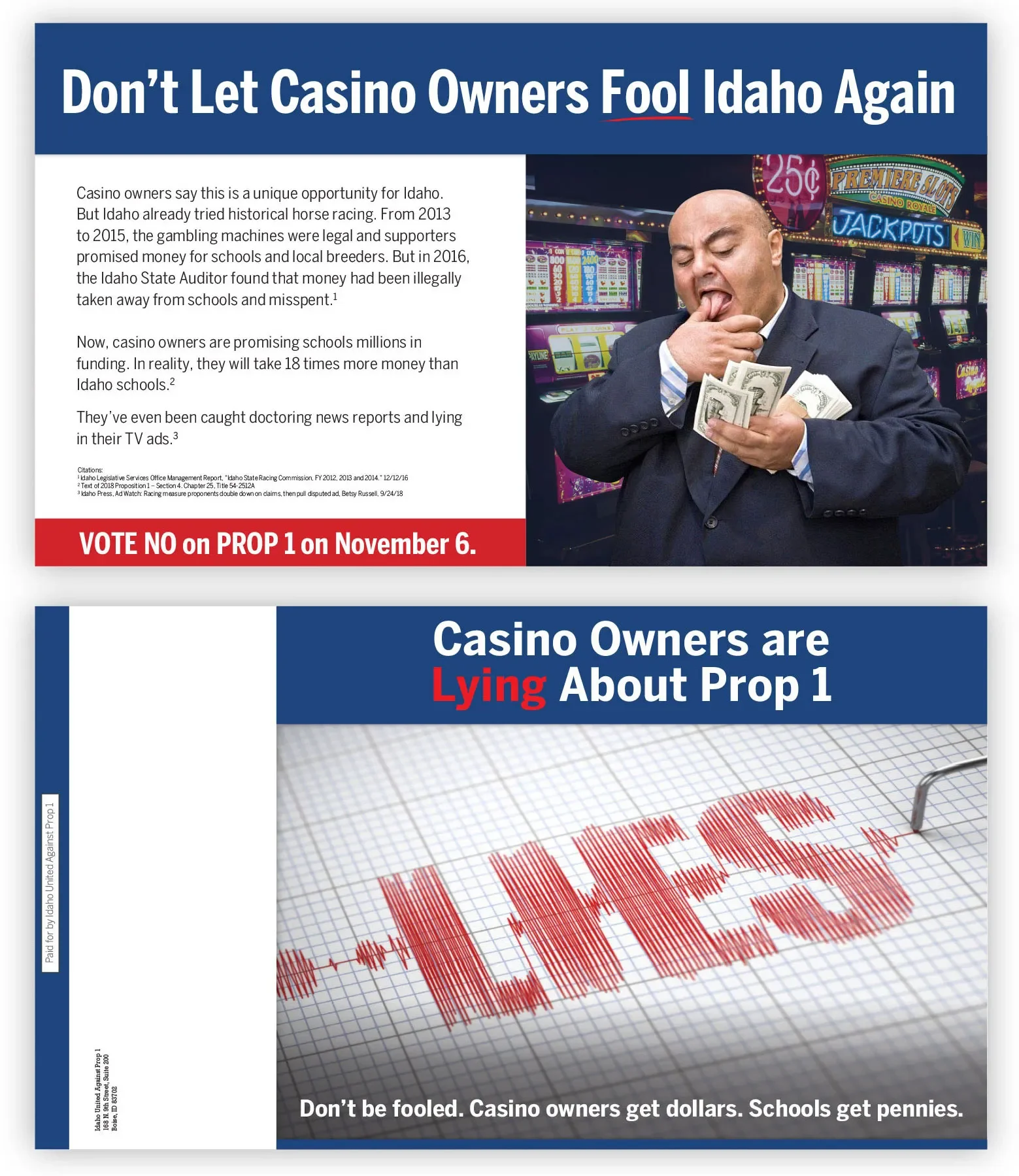 A political advertisement against Prop 1