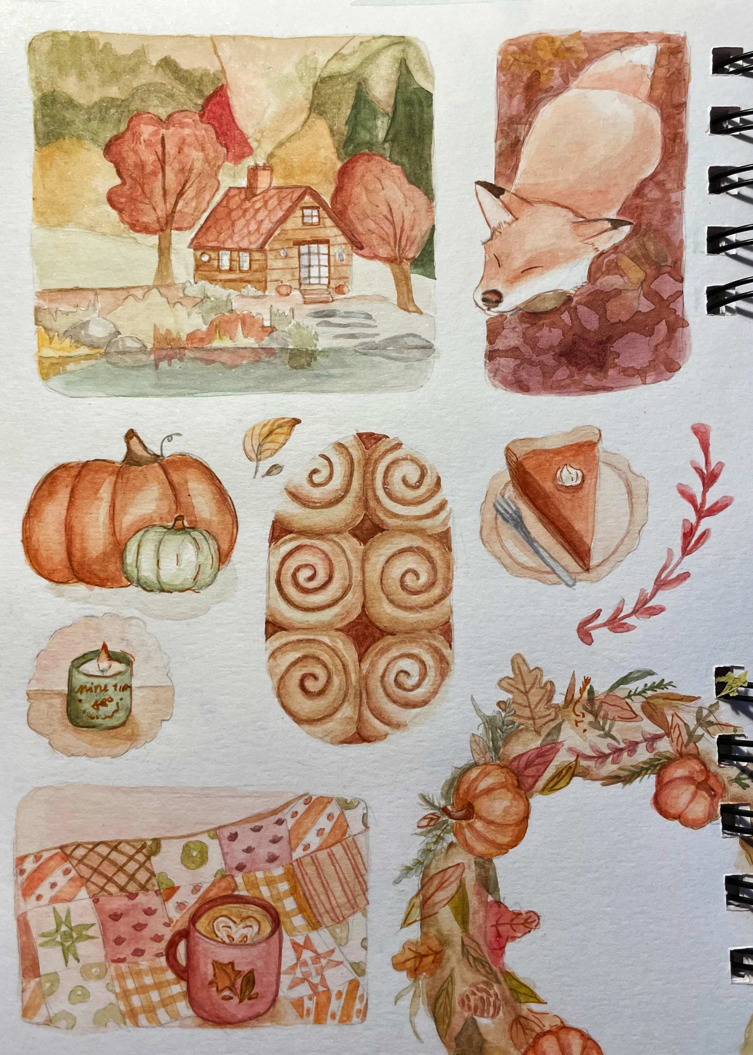 Fall Watercolor spreads