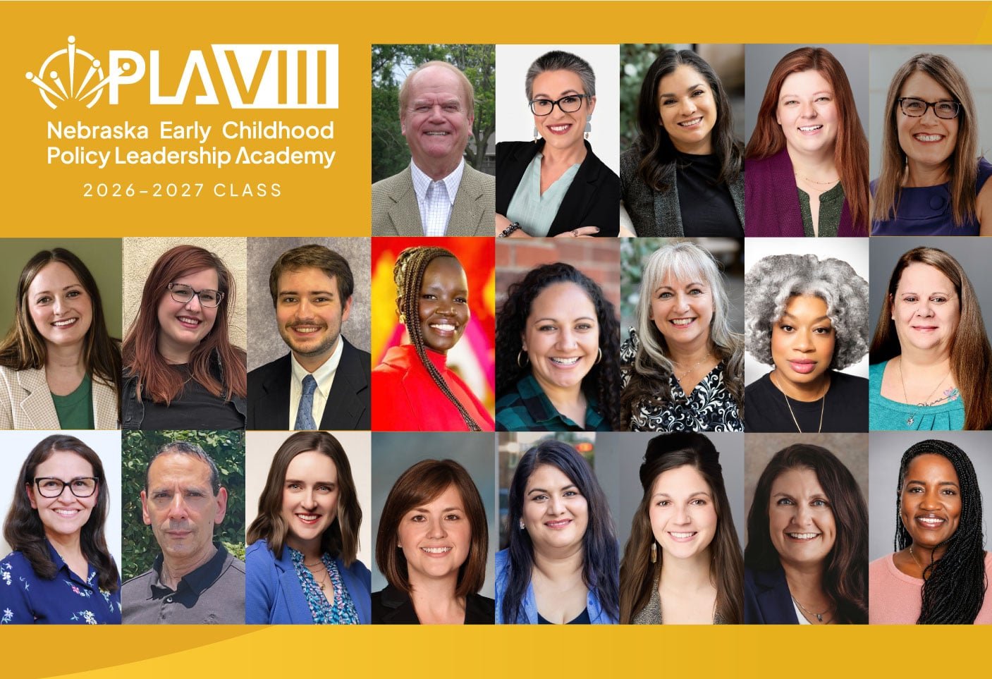 Image showing headshots of the new class of the Nebraska Early Childhood Policy Leadership Academy.