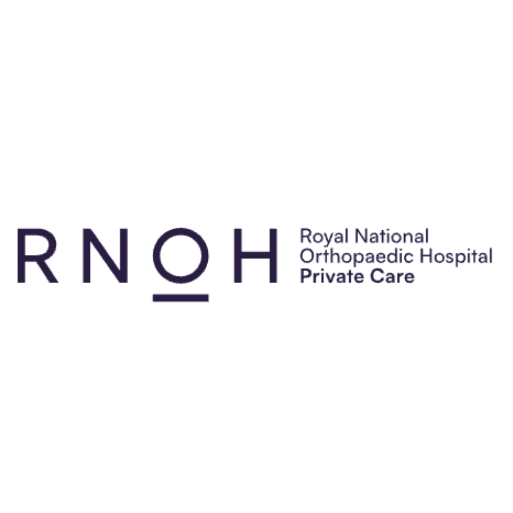 Logo of the Royal National Orthopaedic Hospital indicating Private Care services.