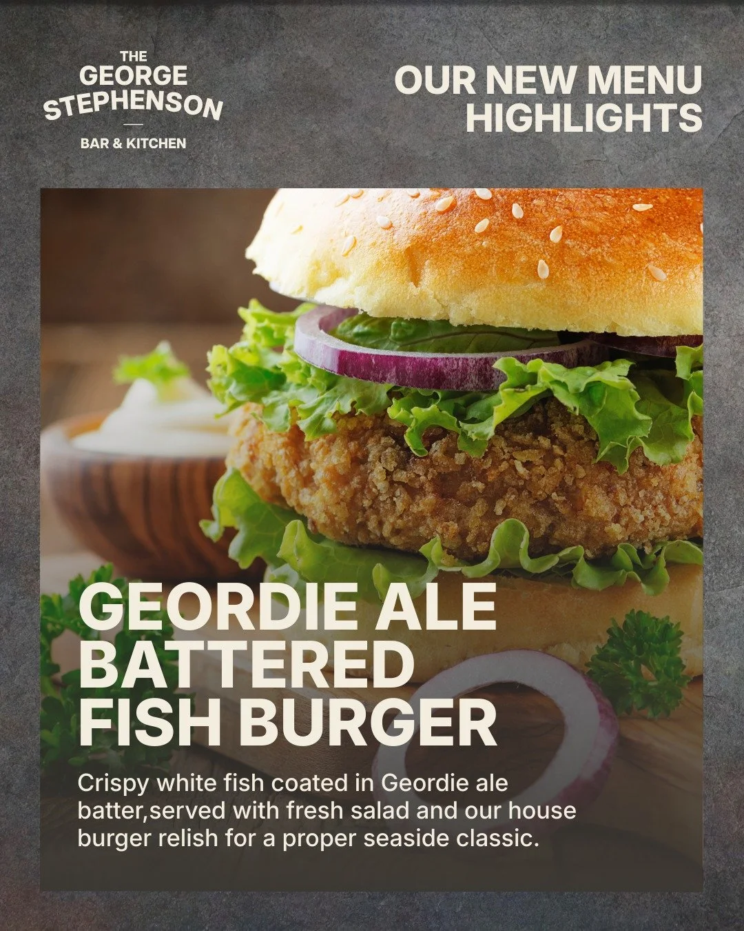 🥳 THE GEORGE KITCHEN IS BACK TOMORROW!
After two weeks behind closed doors, we&rsquo;re reopening with a BRAND-NEW menu and trust us, it&rsquo;s been worth the wait.
First up, our Geordie Ale Battered Fish Burger&hellip; crispy, fresh and an instant