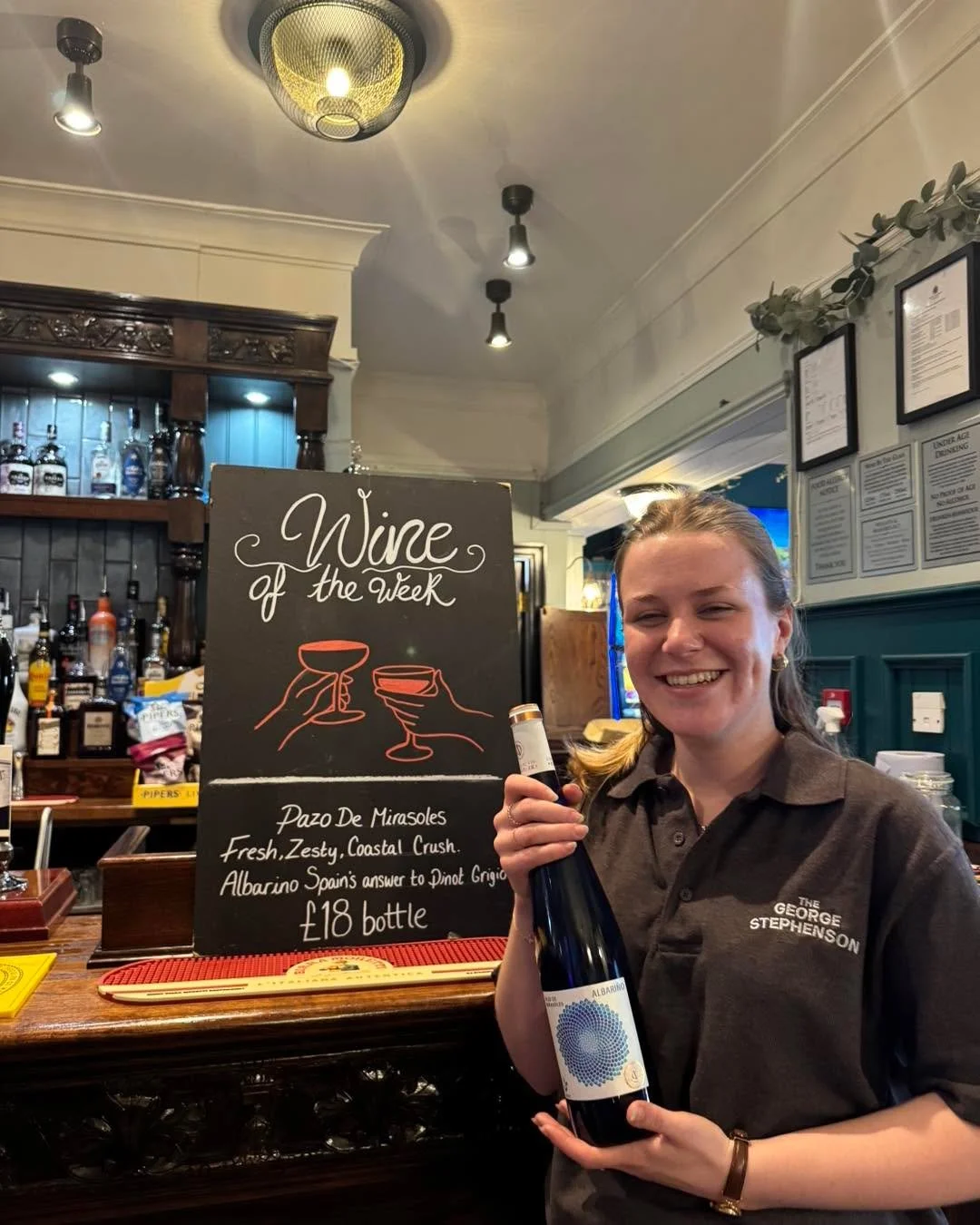 Introducing Wine Of The Week 🍷🍾 

Ella&rsquo;s serving up this week&rsquo;s pick - Pazo de Mirasoles.

Fresh, zesty, coastal crush vibes.
Spain&rsquo;s answer to Pinot Grigio.

Just &pound;18 a bottle!