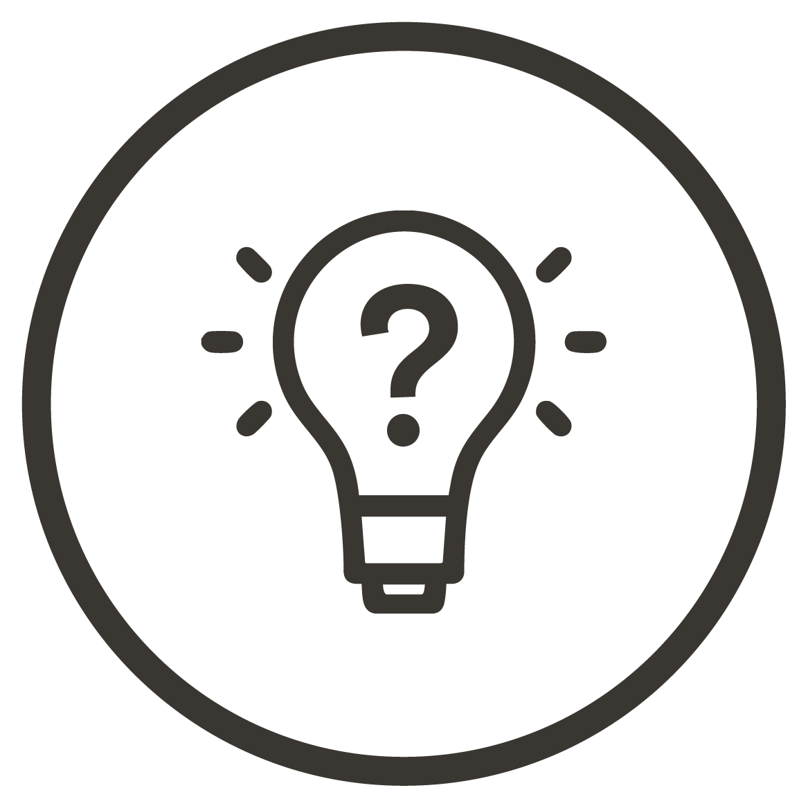 Icon of a light bulb with a question mark inside, surrounded by lines indicating illumination. Quiz night Thursdays.