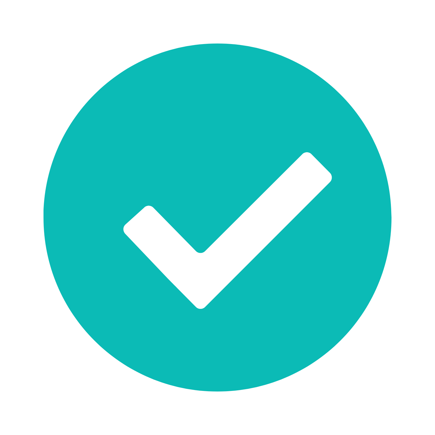 Blue circle with a black check mark in the center