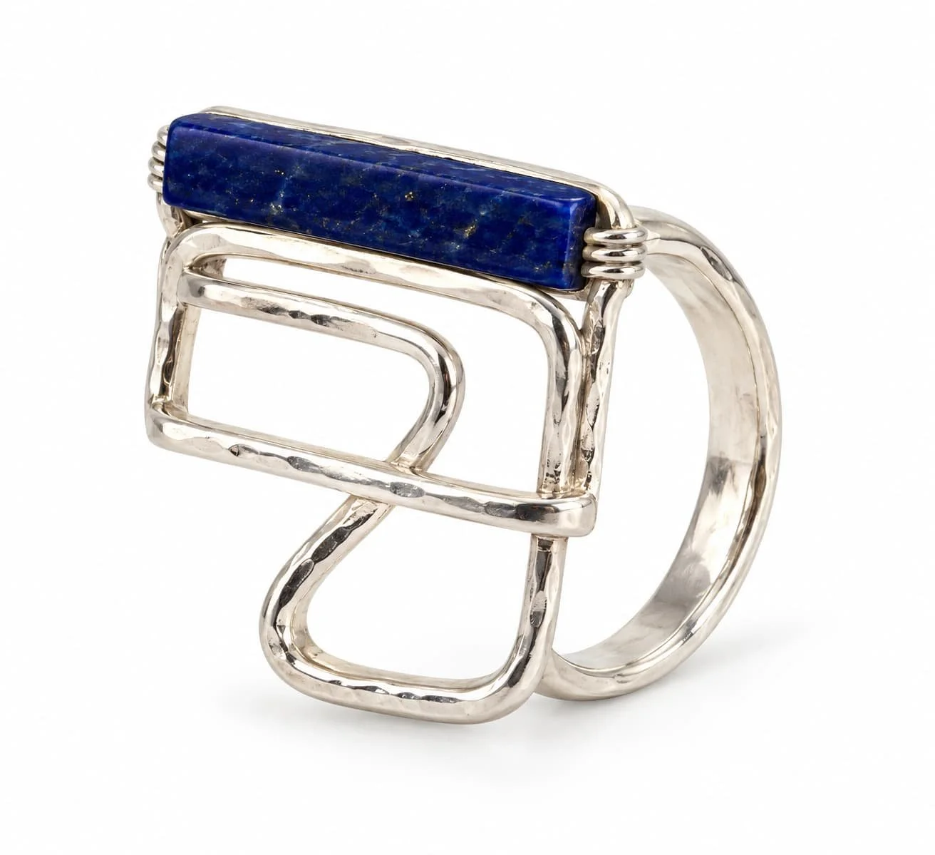 Sculptural Silver Ring with Cobalt Stone.jpg