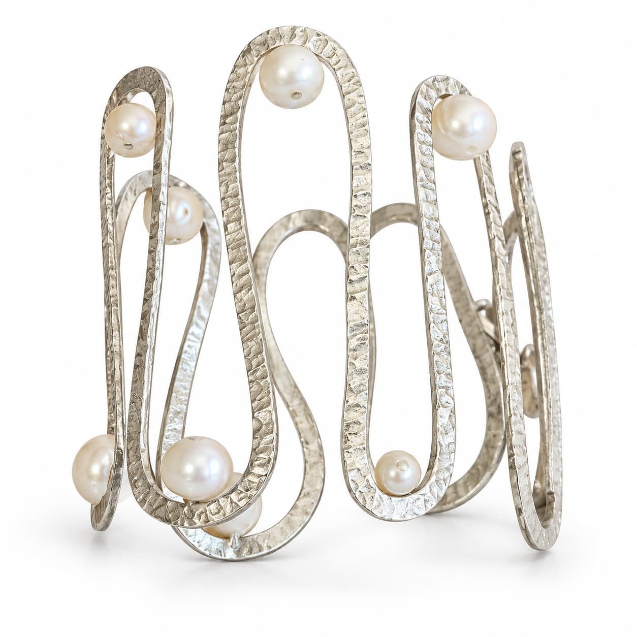 Sculptural Silver and Pearl Cuff.jpg