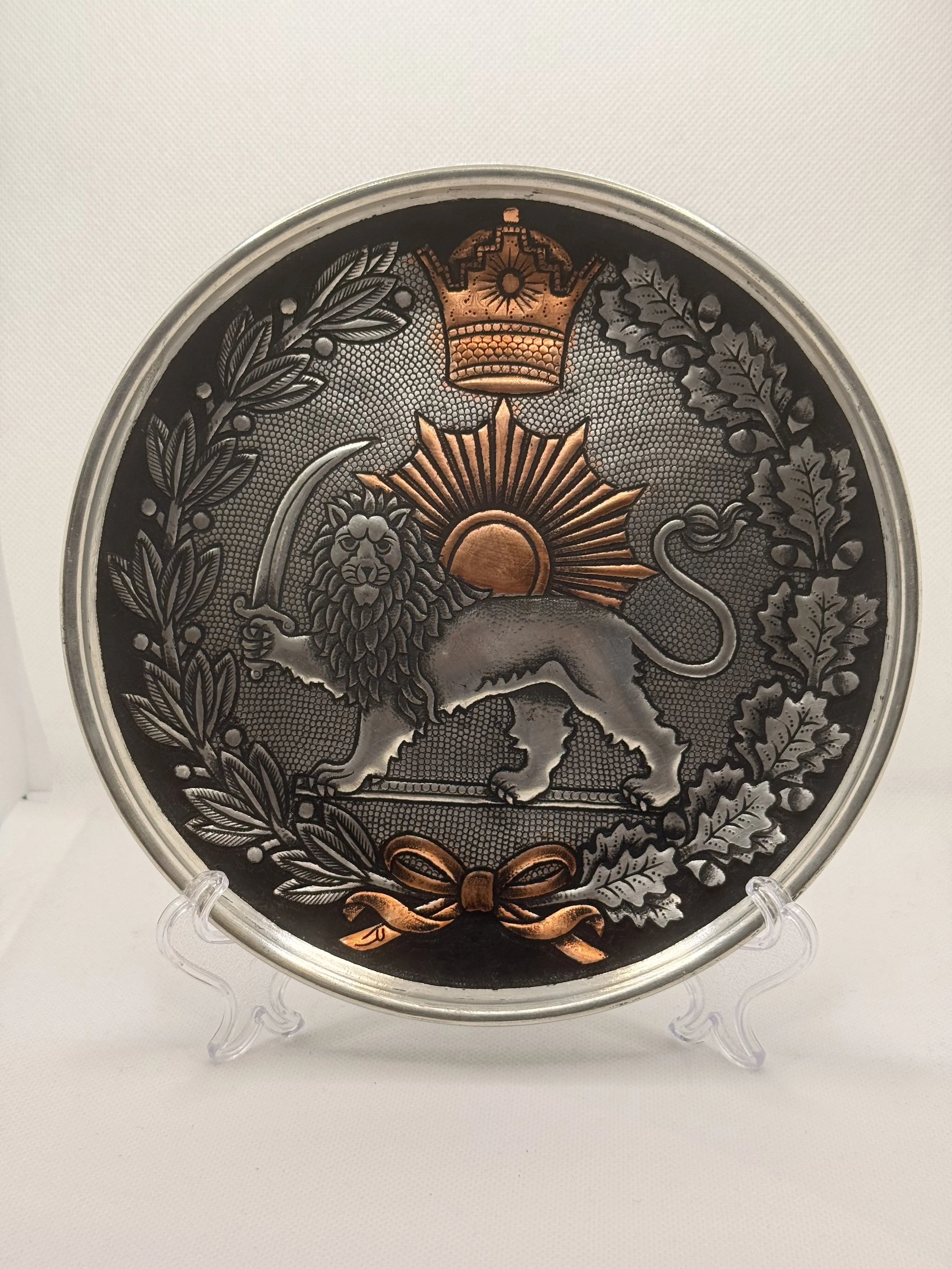 Hand Engraved Copper Plate (Lion&sun) 20CM