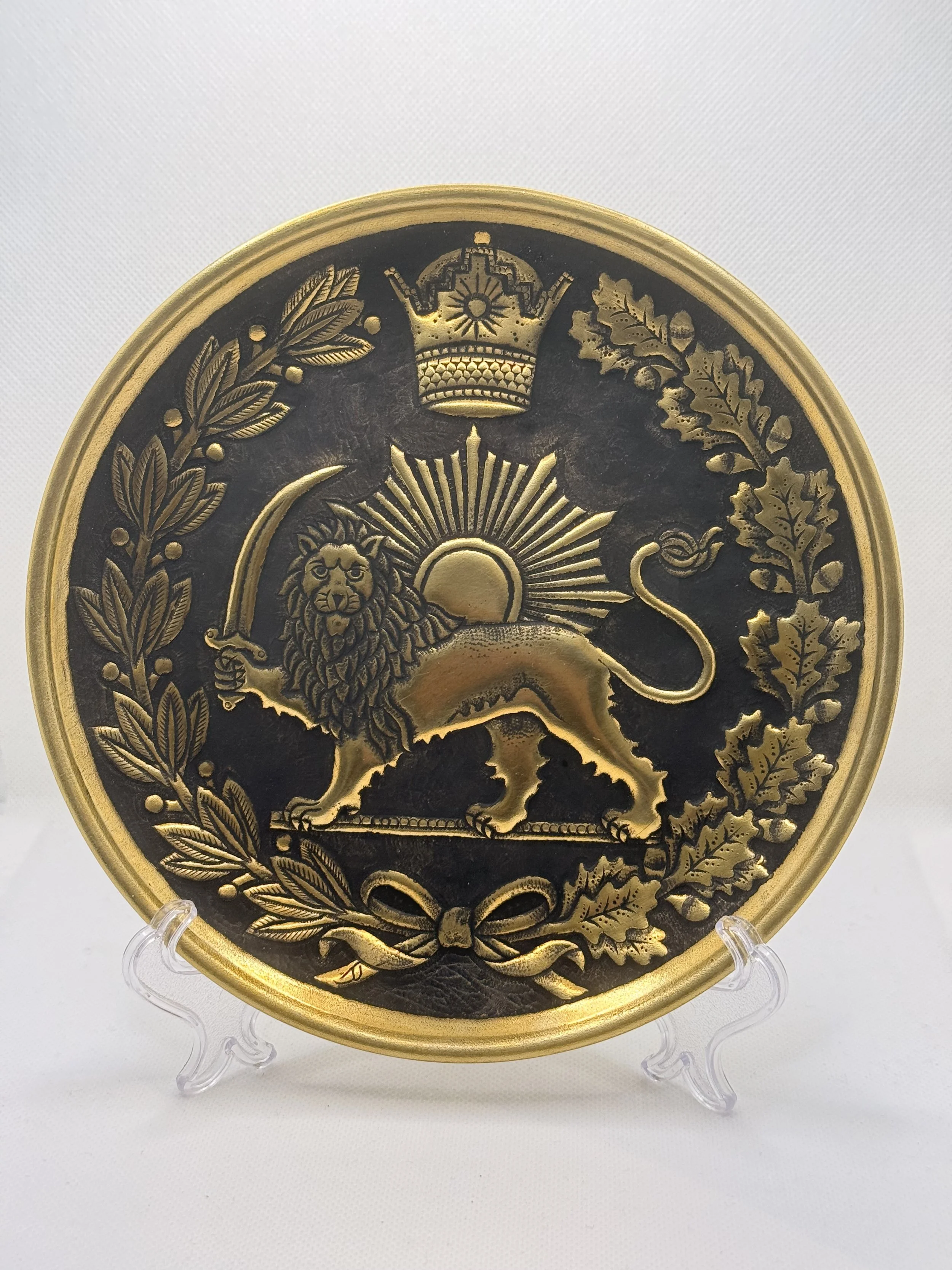 Hand Engraved Copper Plate (Lion&sun) 20CM