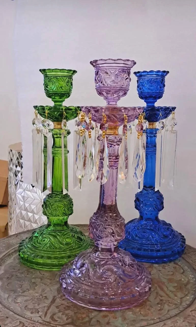 Glass Candlestick Set of 2