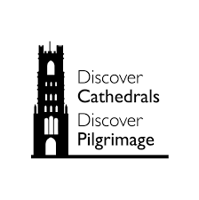 Logo with a black silhouette of a cathedral tower and the text 'Discover Cathedrals, Discover Pilgrimage'