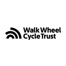 Logo with arch design and the words 'Walk Wheel CydeTrust' in green text.