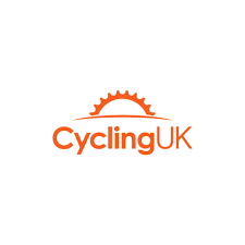 CyclingUK logo with a stylized orange bicycle gear above the text