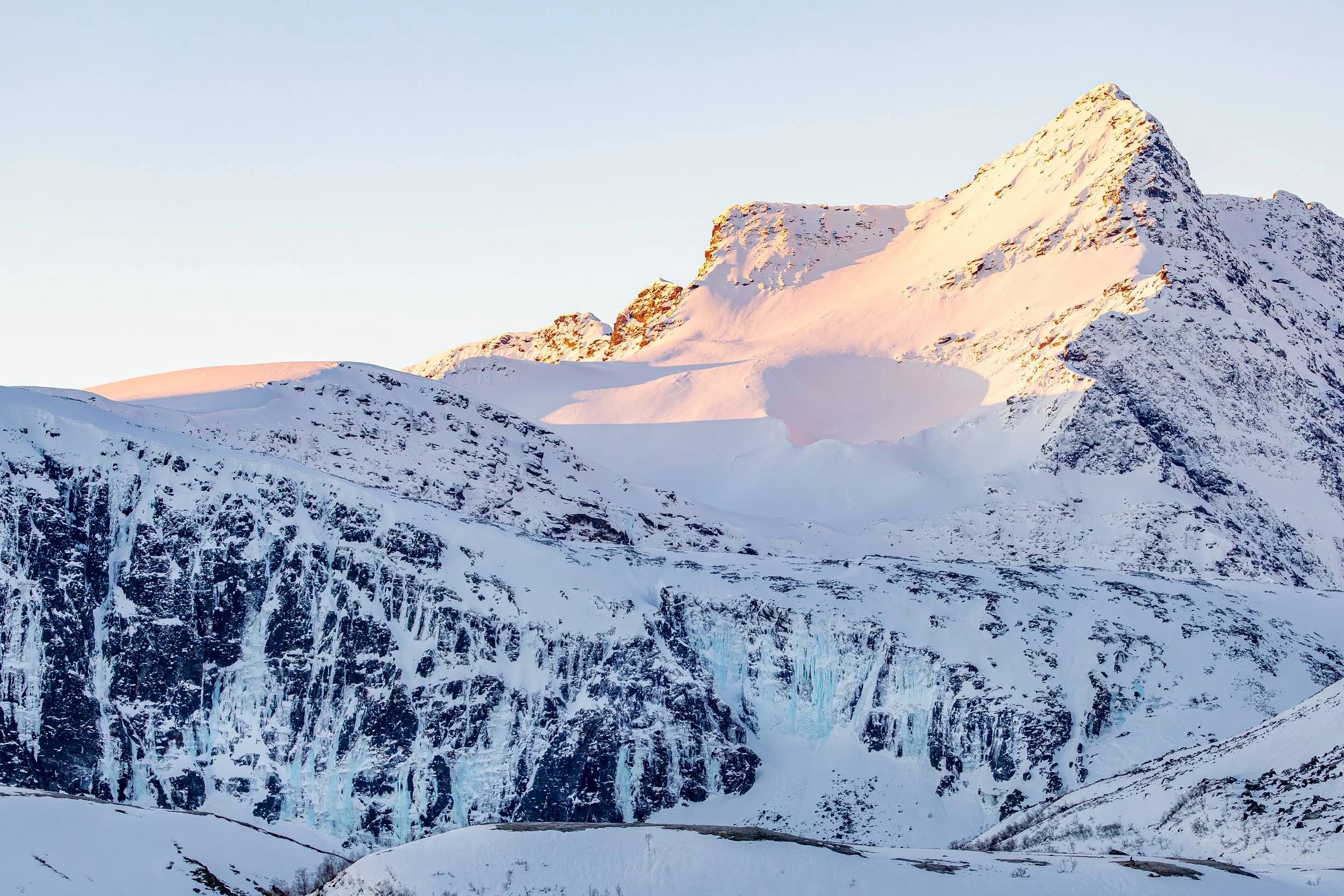 The first sun on the mountains
