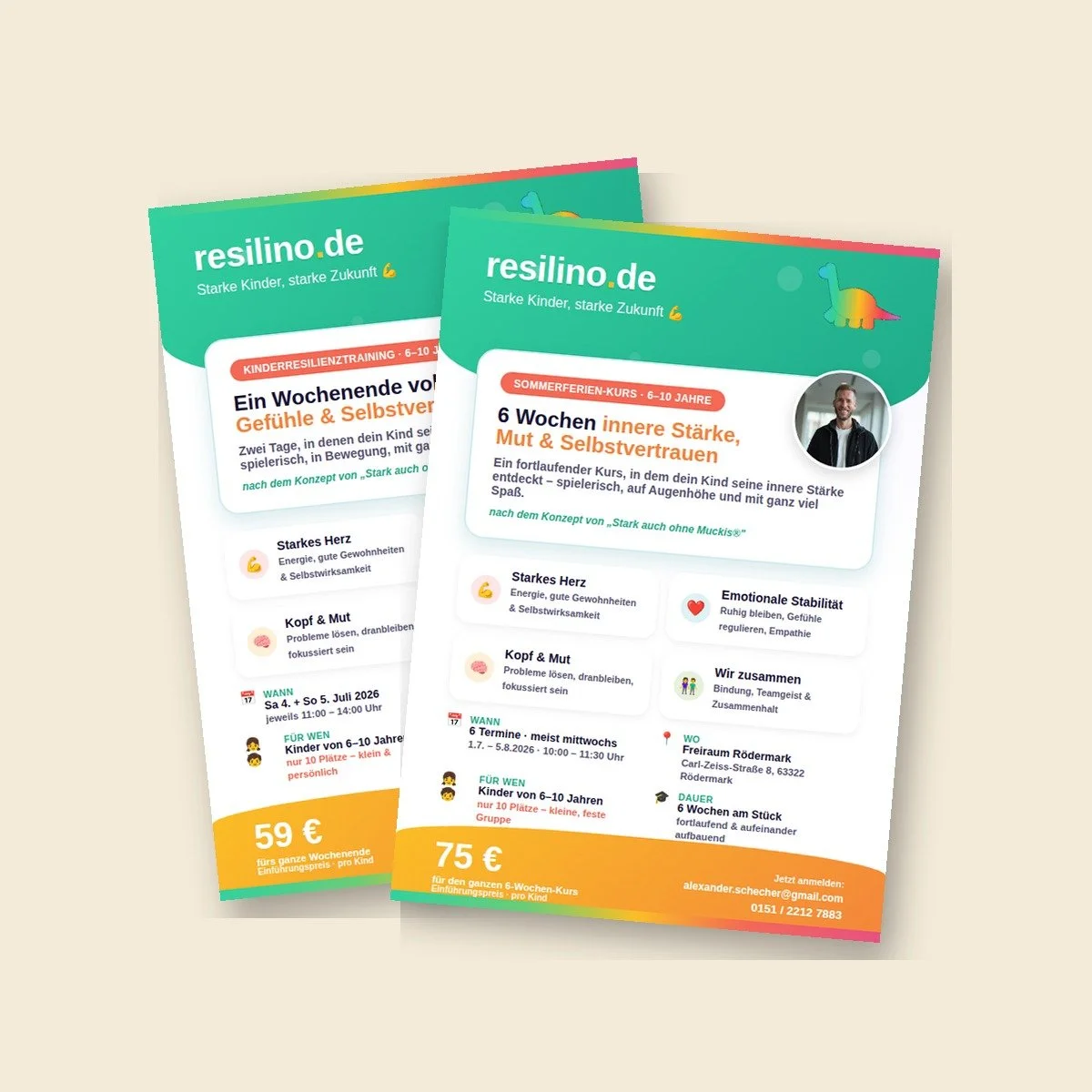 Resilino Kurs-Flyer: Wochenend-Akademie und Sommerferien-Kurs