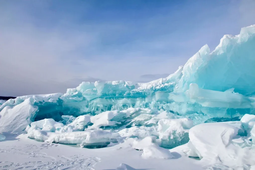 Anchorage AK - Matanuska Glacier with blue and aqua colored frozen water