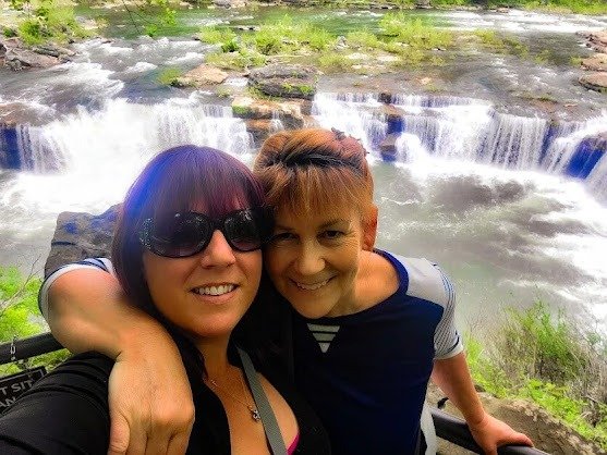 Rockin Healthy Vibes - me and my daughter in front of Great Falls, Rock Island Park