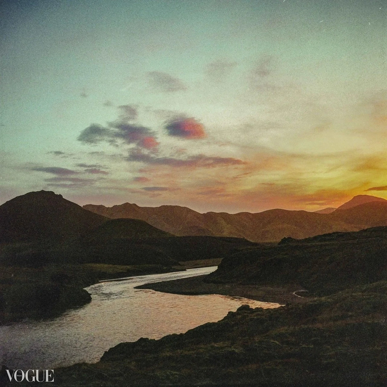 Winding River Through Icelandic Highlands