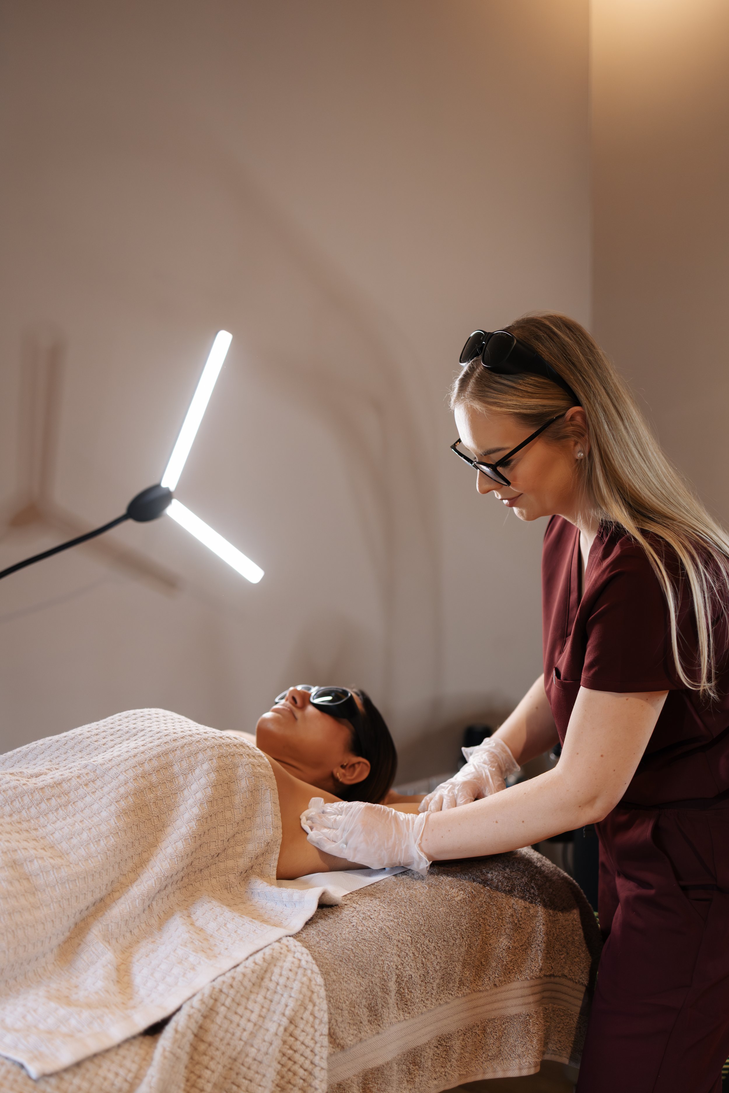 Laser hair removal treatment in progress at The Laser & Skin Edit