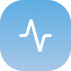 Medical or health app icon with a white heartbeat line on a blue background
