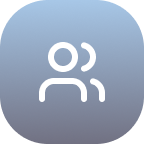 Icon of a person with two speech bubbles