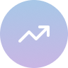 Abstract background with a purple to light blue gradient and an upward trending arrow.