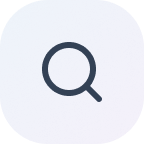 Magnifying glass icon on a gradient light purple background