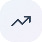 A purple rounded square with a black upward trending arrow icon.