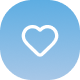 A white heart icon on a blue gradient background.