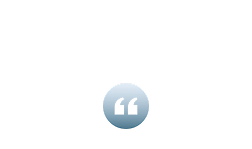 A graphic design featuring a blue speech bubble with quotation marks and horizontal lines extending to the right.