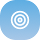A blue background with a white target symbol consisting of concentric circles and a dot in the center.