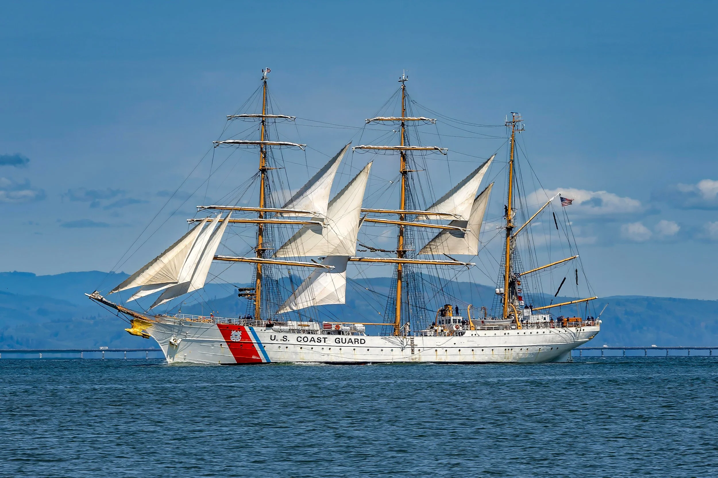 USCG Eagle on the Columbia River in Astoria, Oregon