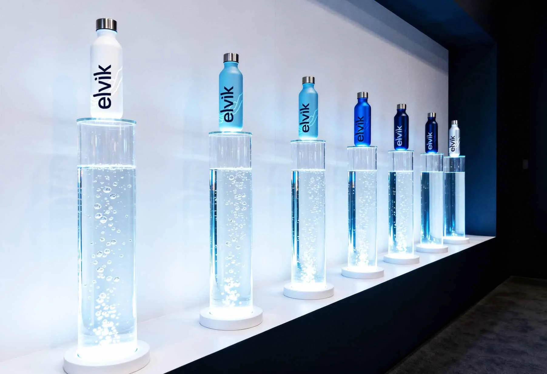 A custom Product Packaging Display with Premium Water Bottles Design