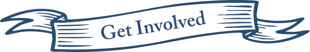 A banner that says 'Get Involved' with a ribbon design.