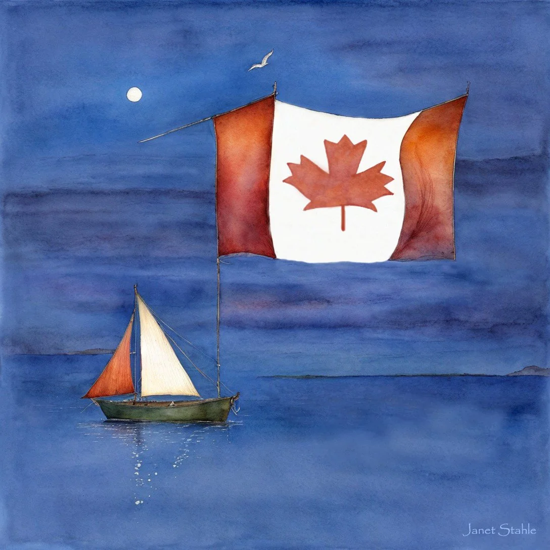 Big Flag Little Boat -  Original sold, prints available