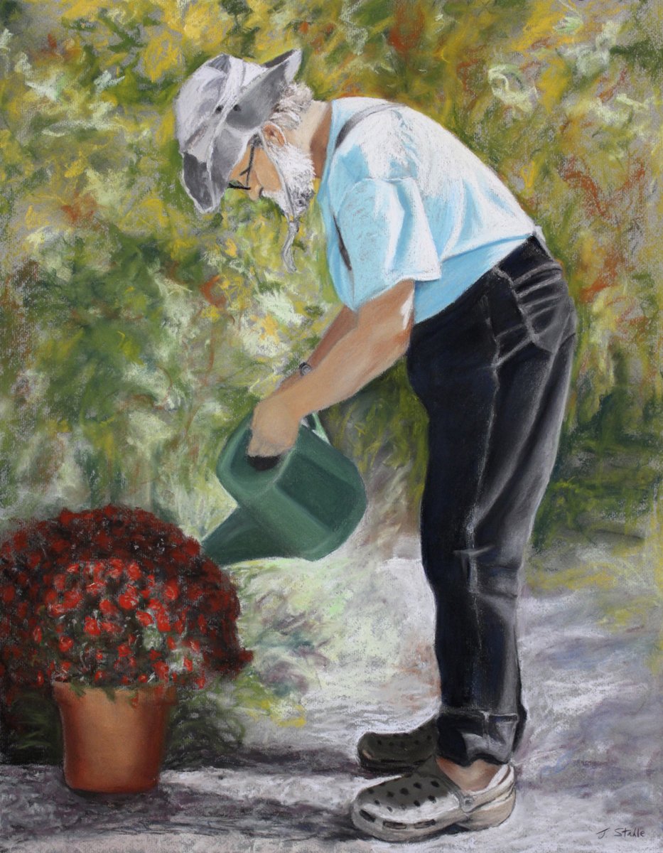 Watering Mums - Original sold, prints available