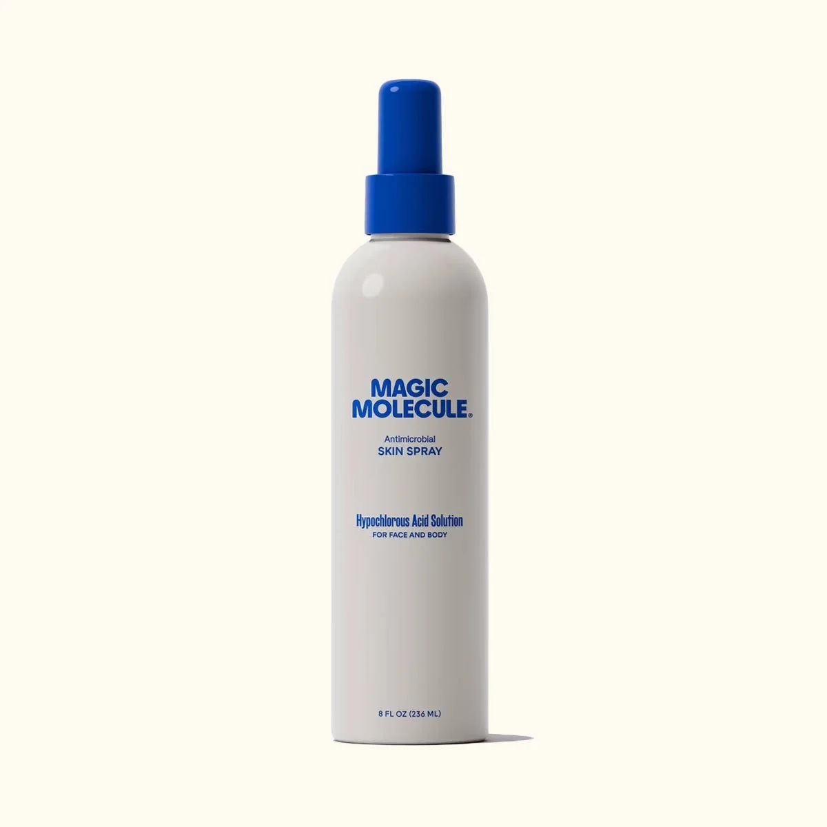 magic molecule hypochlorous acid skin spray in a yellow background
