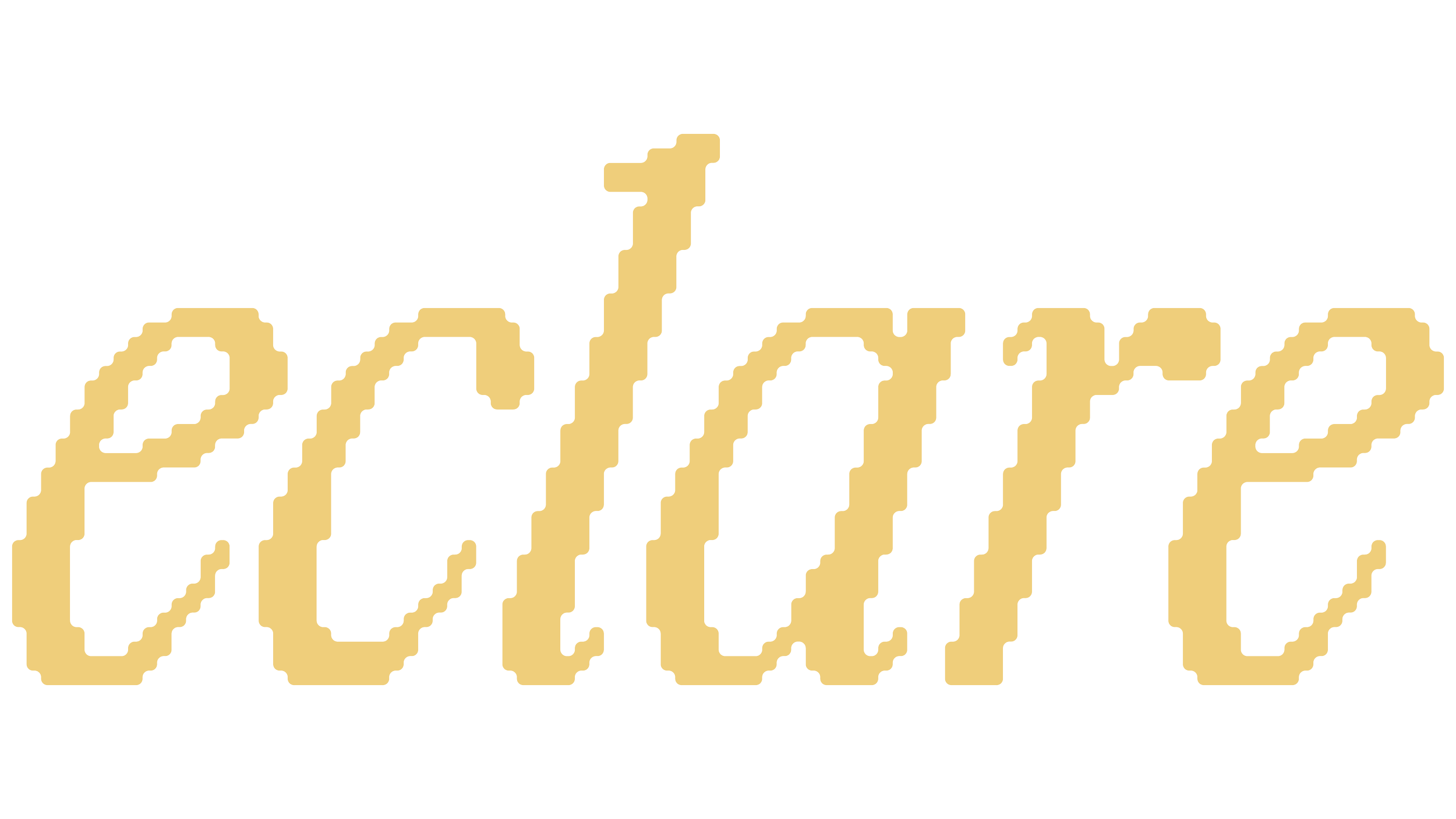 Logo that reads 'eclare' in a pixelated style, yellow color on a white background.