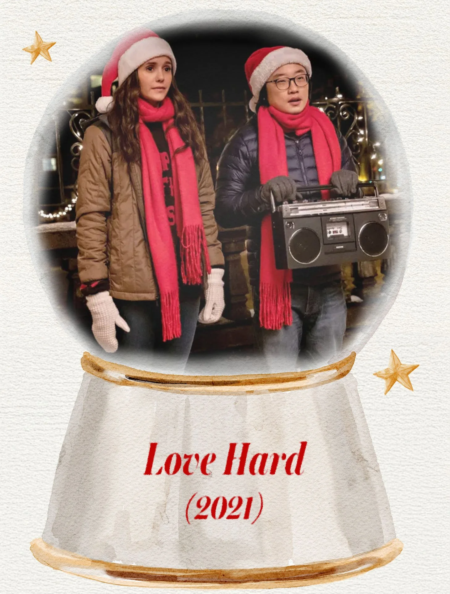 love hard christmas movie picture inside a snow globe