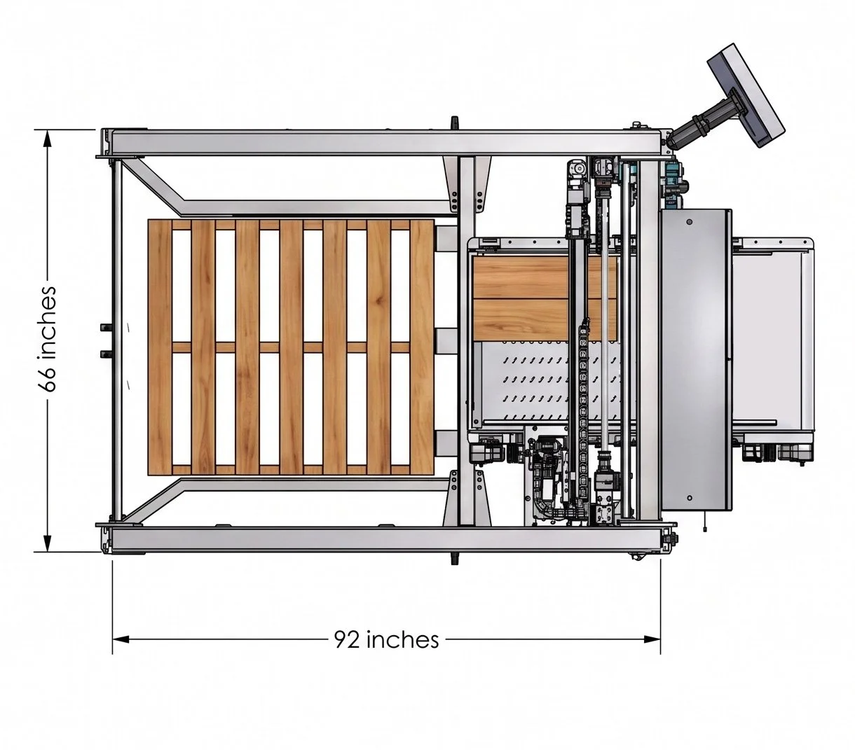 Dimensions of the Uno Palletizer from BTB Solutions
