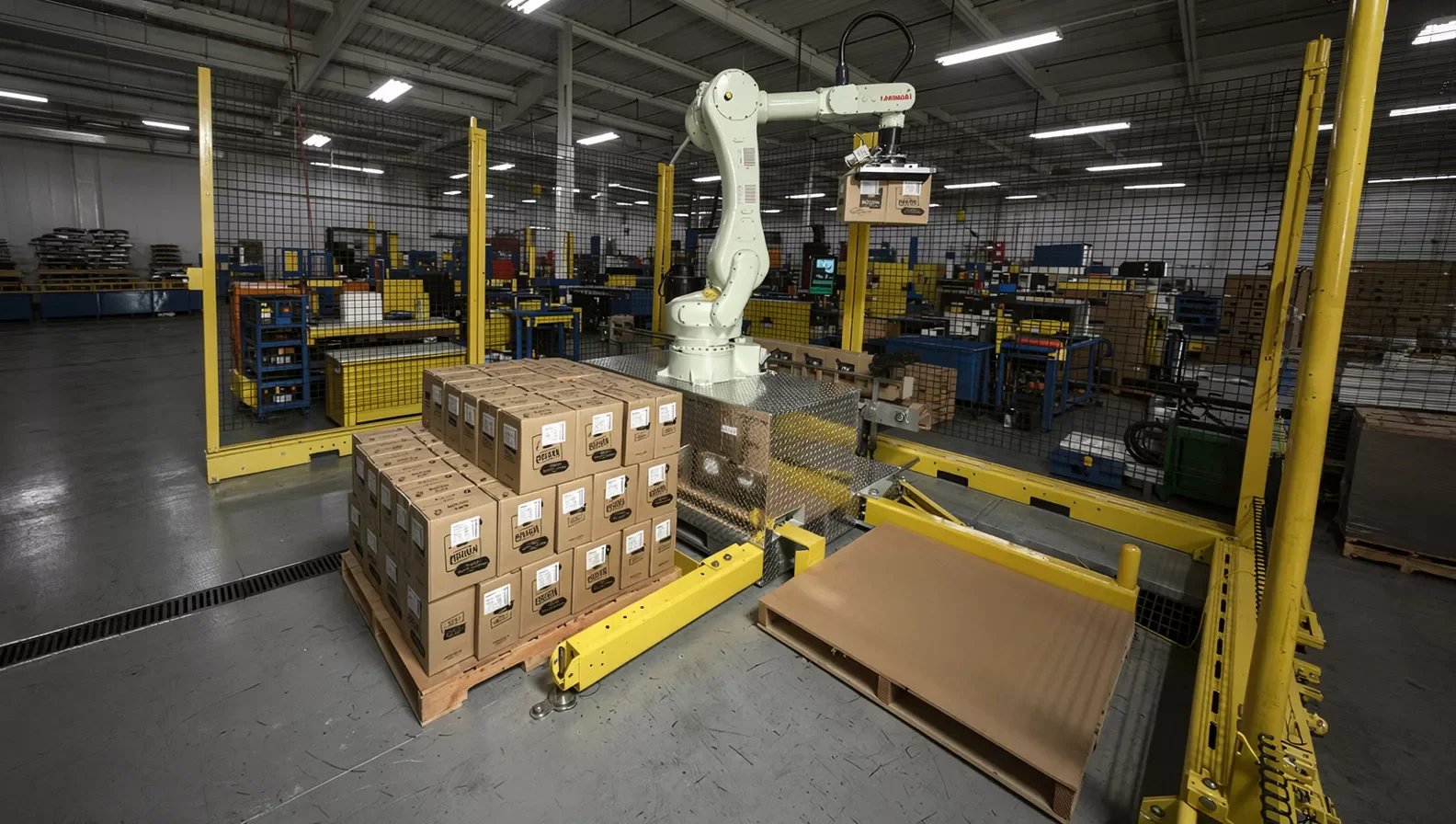 A robotic arm palletizing robot from BTB solutions