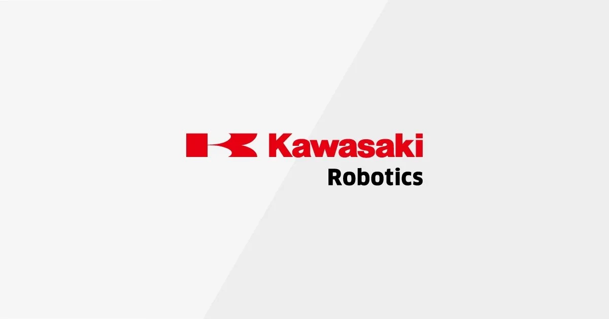 Kawasaki Robotics logo with red Kawasaki emblem and the word 'Robotics' beneath it on a light gray background.
