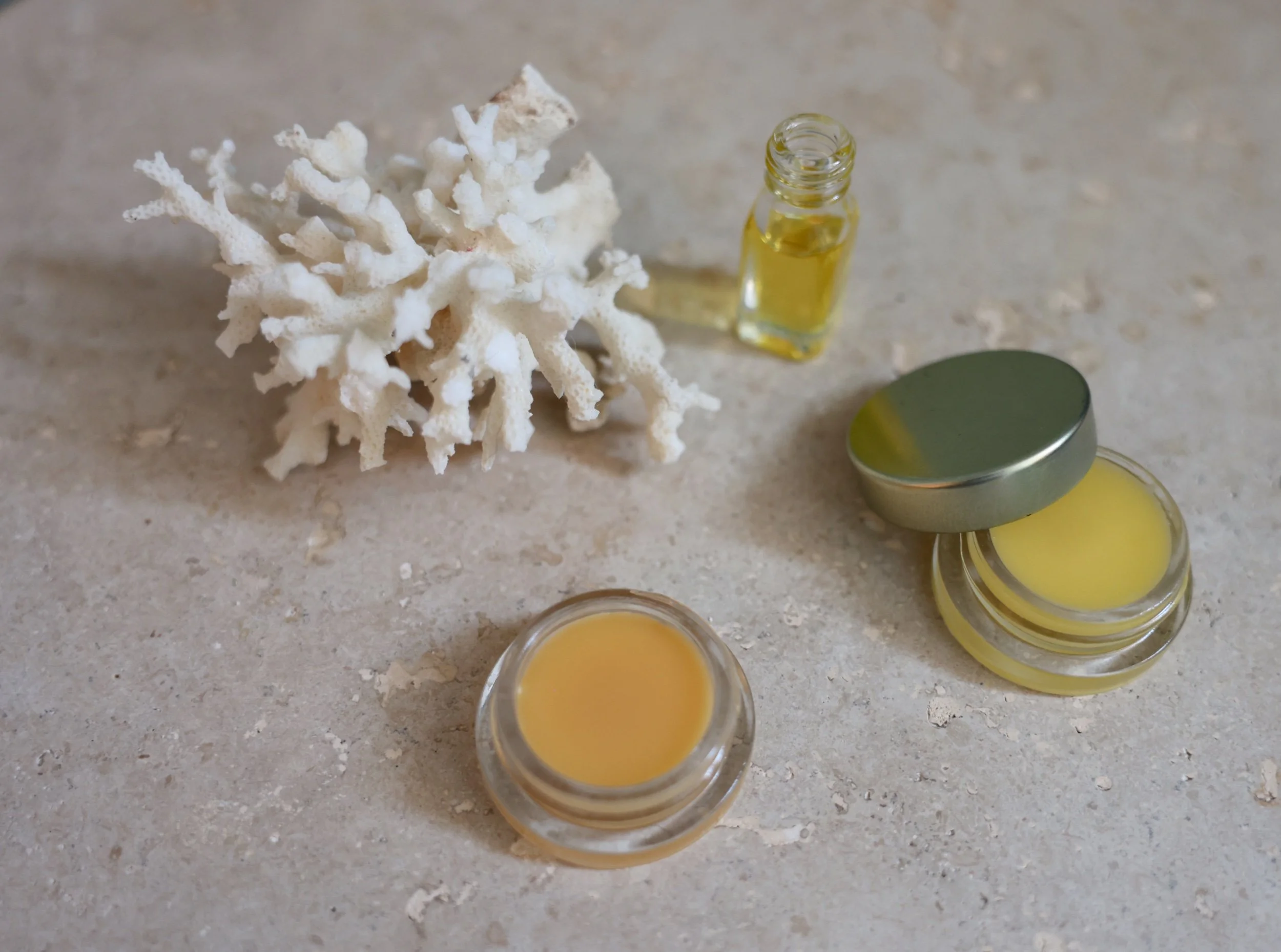Handcrafted balms in the treatment room at The Red Door Studio Hudson WI