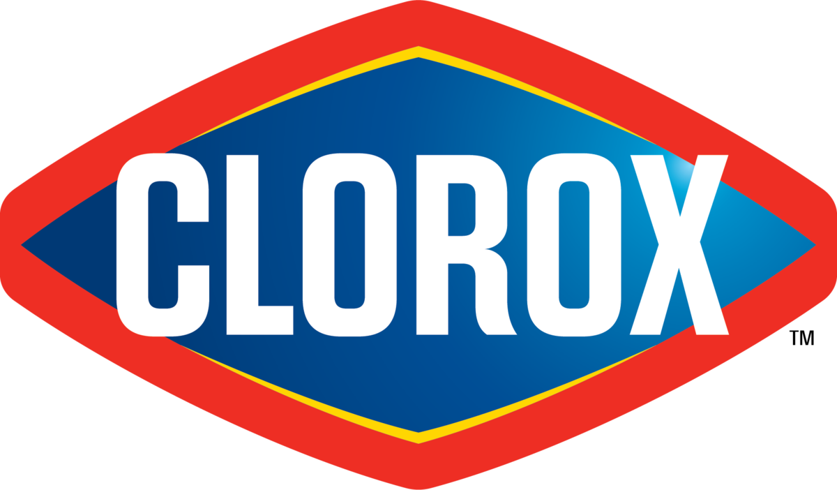 Clorox logo with blue diamond shape and red border