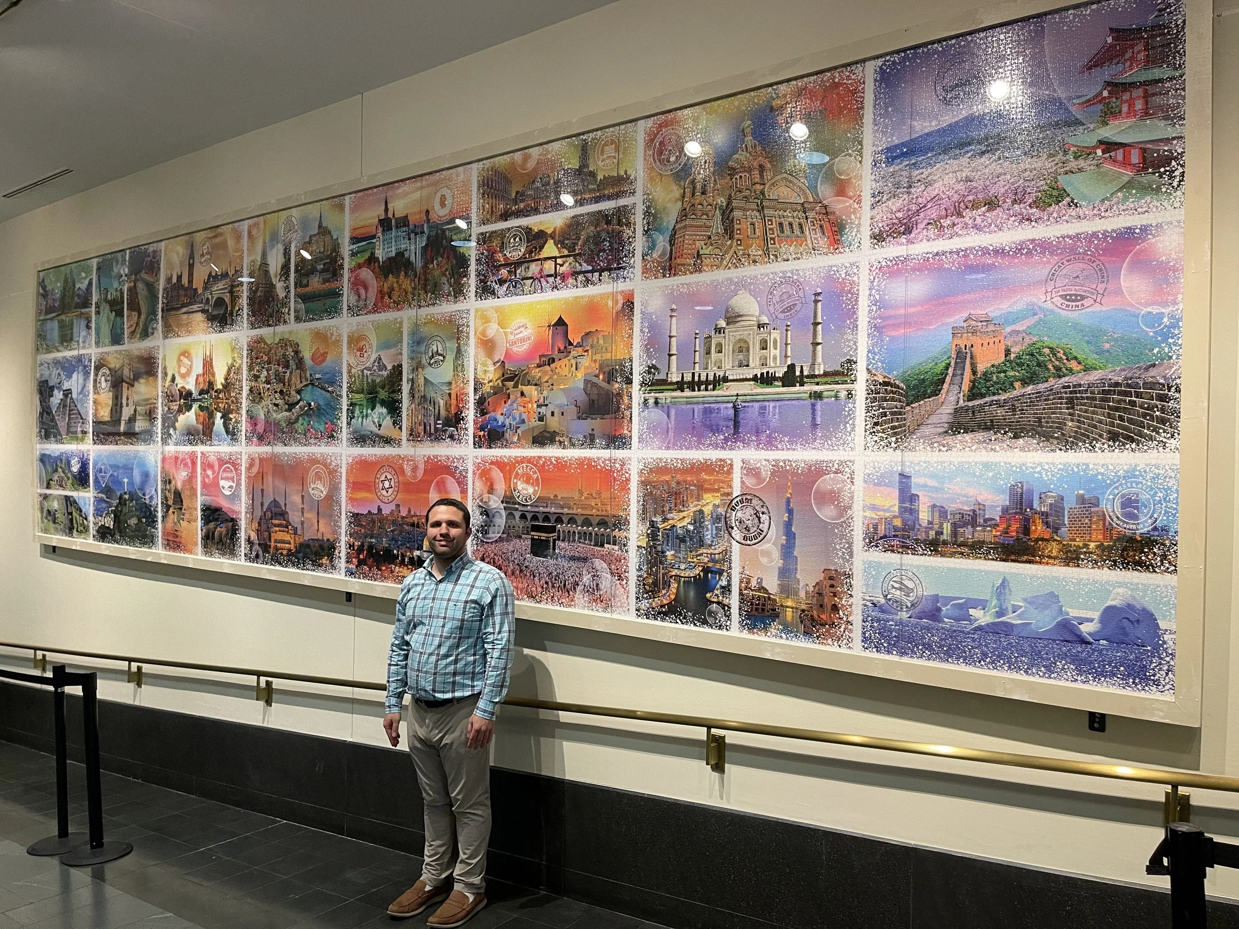 The 48,000 piece “Travel the World” puzzle
from Grafika Puzzles In Behren-lès-Forbach, France, part of Alizé Group
It took me 24 Days, 175 Hours
From November 1, 2020 to November 29, 2020. It is on display at the Hynes Convention Center in Boston, MA