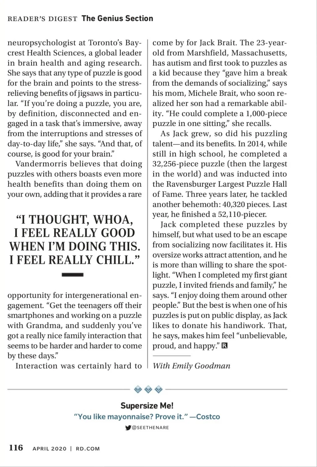 Jack Brait, aka Jack Of Puzzles, in his Reader's Digest article