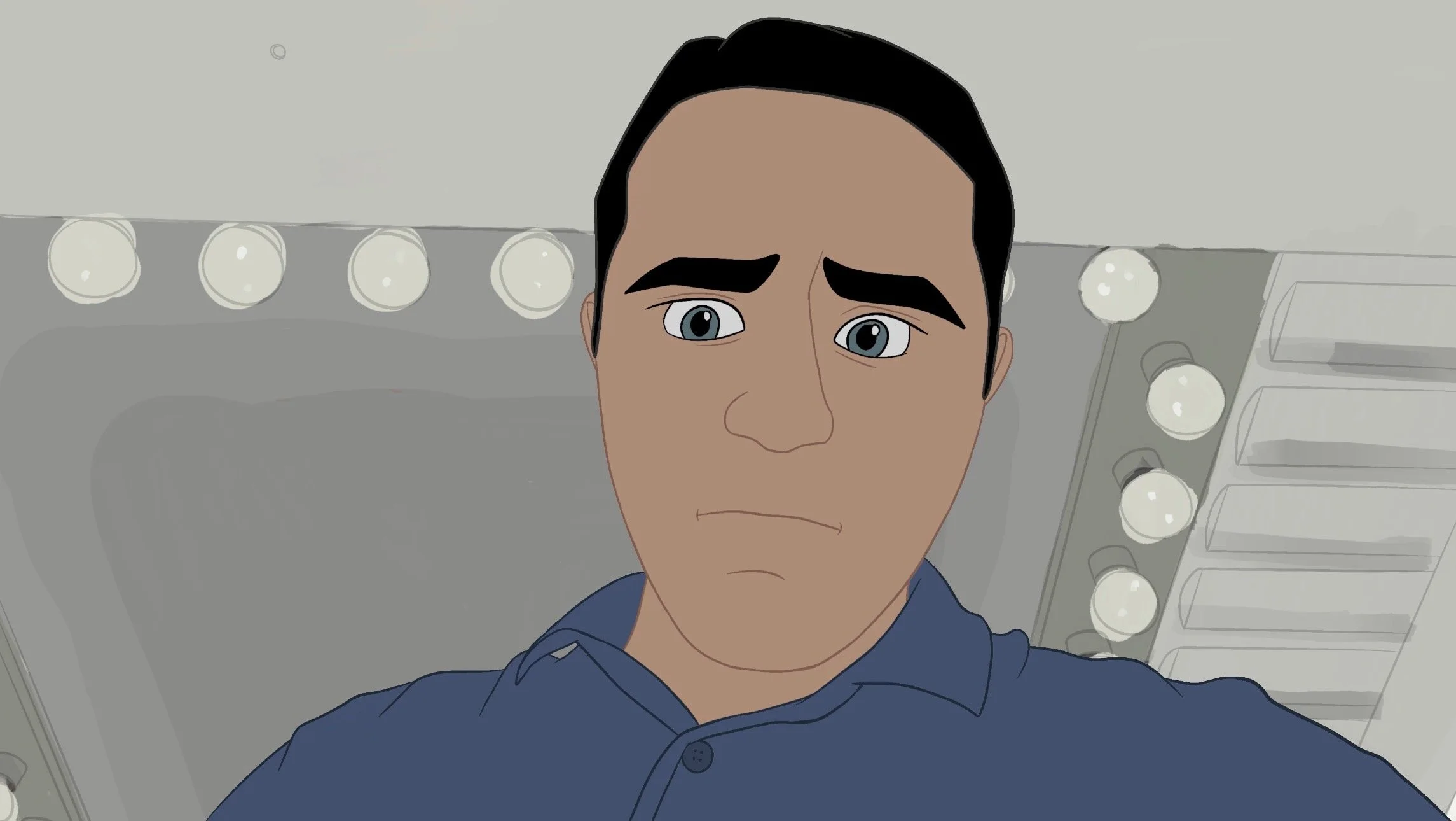 2D Animated Cartoon of Jack Brait, aka Jack Of Puzzles, finishing a puzzle