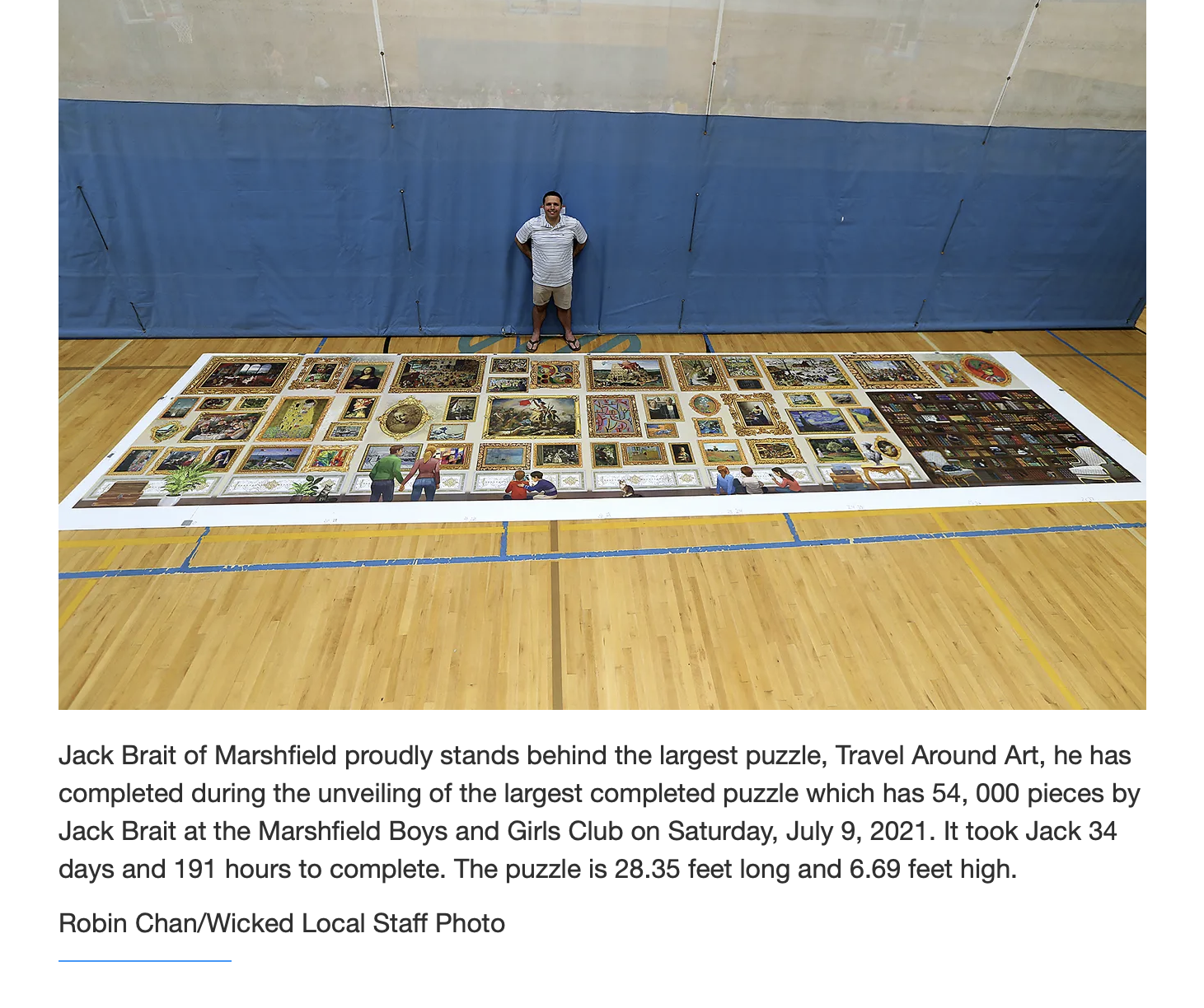 Coastal Mariner article of the 54,000 piece puzzle, the world's largest puzzle at the Boys and Girls Club of Marshfield, MA F