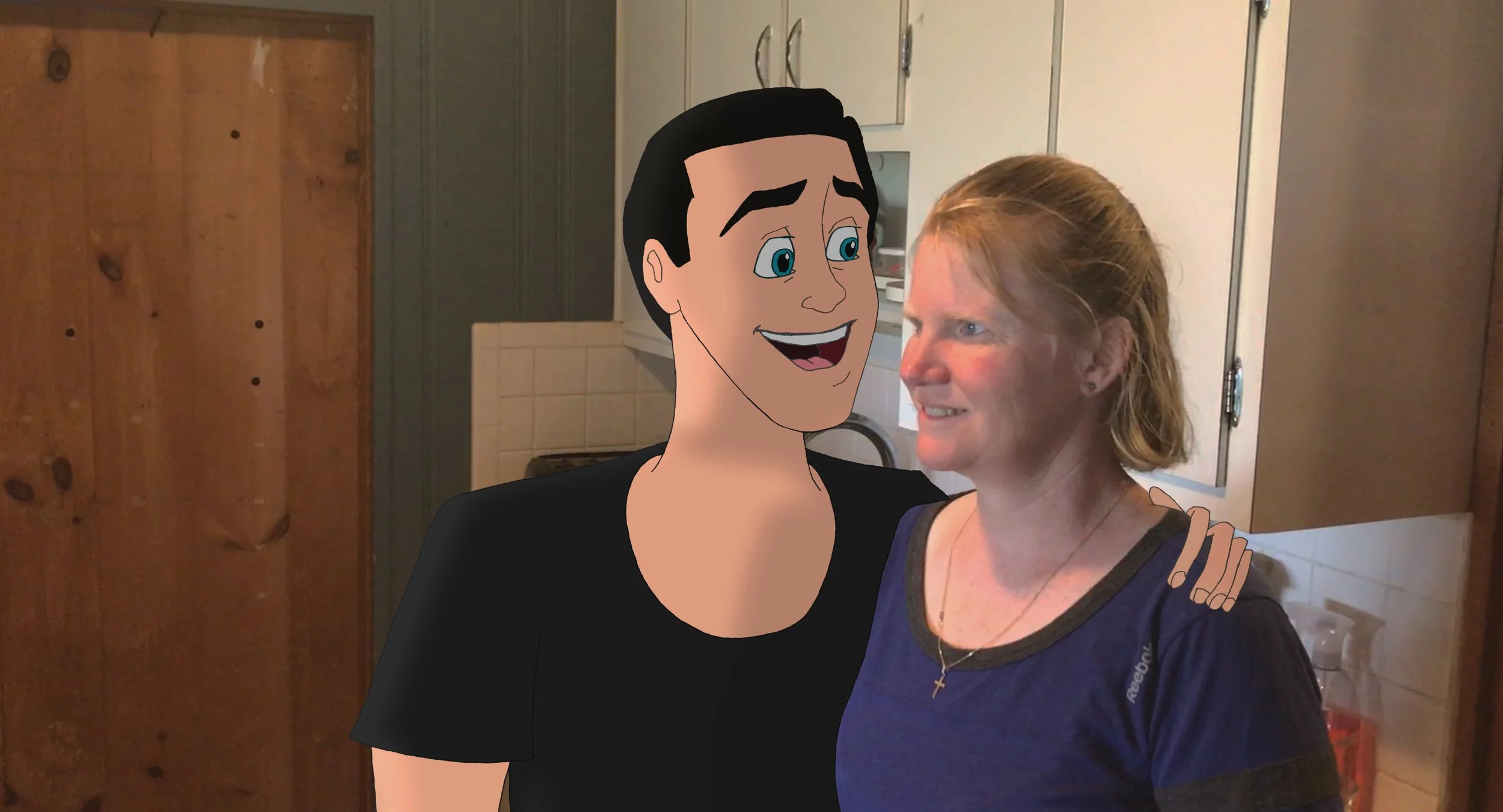 Jack Brait, aka Jack Of Puzzles, in the live-action world with his mentor Kim Bouressa
